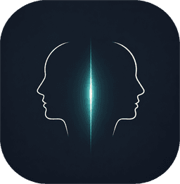 The Reflection, the Replay mark: two profiles facing a shared beam of light
